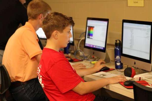 Students coding in the computer lab